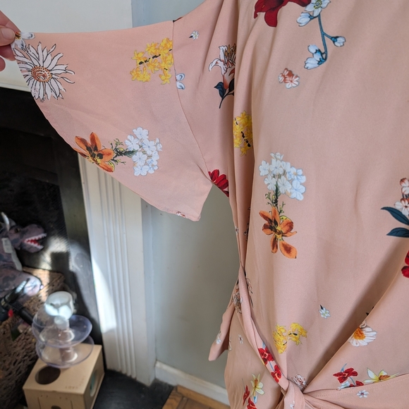 Pleione Pink Cream Tie Front Blouse - Picture 5 of 10